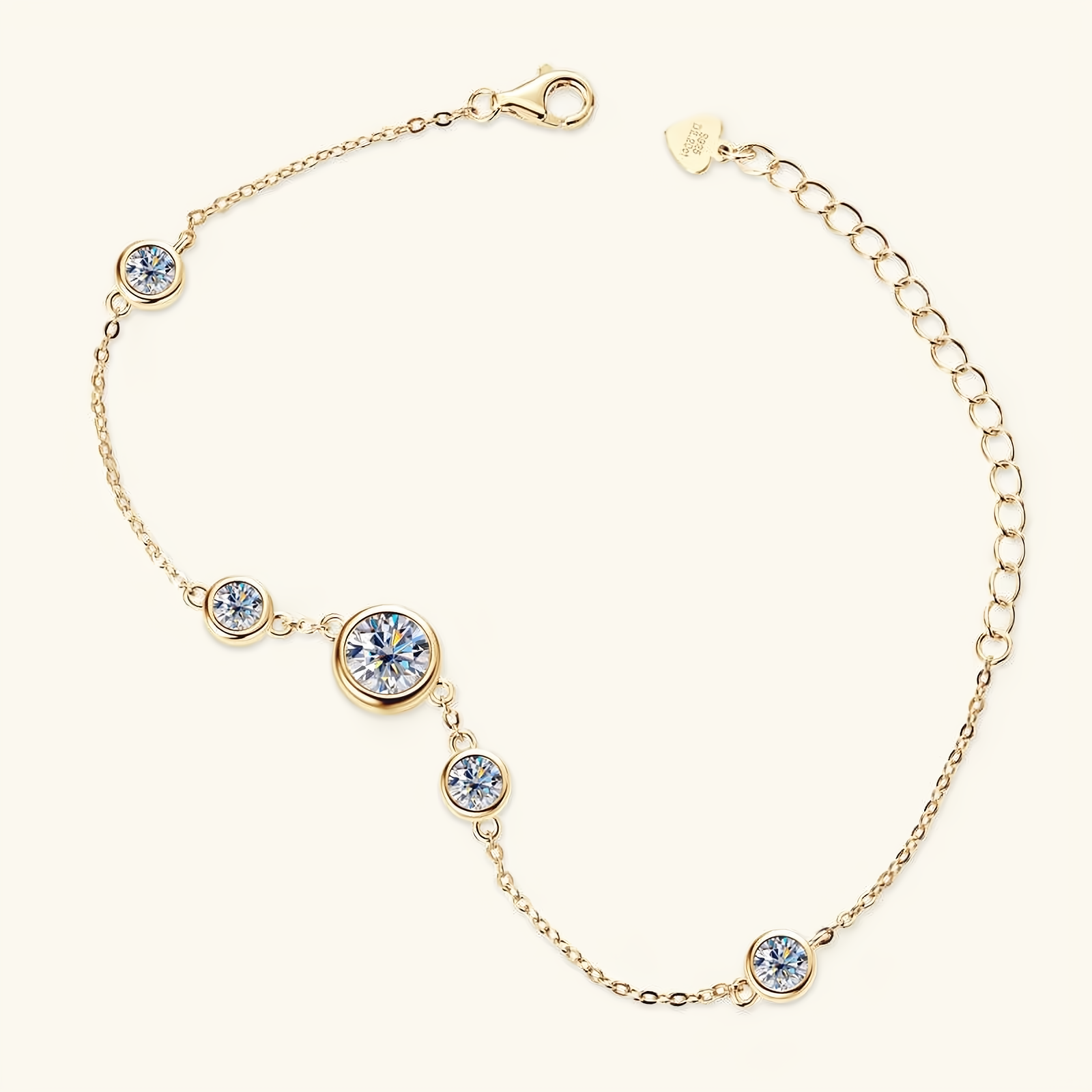 Moissanite Bracelet - 18k Gold Plated 925 Sterling Silver