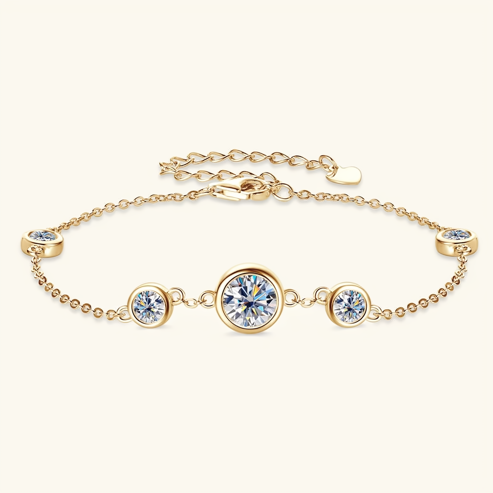 Moissanite Bracelet - 18k Gold Plated 925 Sterling Silver - EverlyCrafted