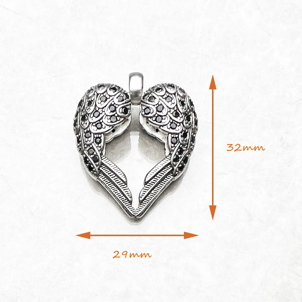 Sterling Silver Heart Wings Pendant Jewelry for Men and Women - EverlyCrafted