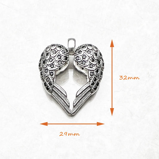 Sterling Silver Heart Wings Pendant Jewelry for Men and Women - EverlyCrafted