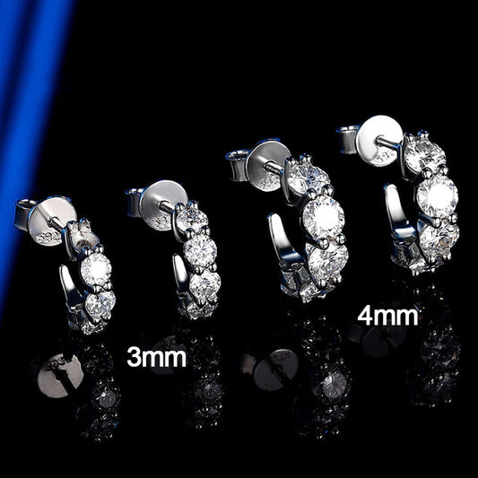 Moissanite Stud Earrings in 18k White Gold Plated Silver - EverlyCrafted