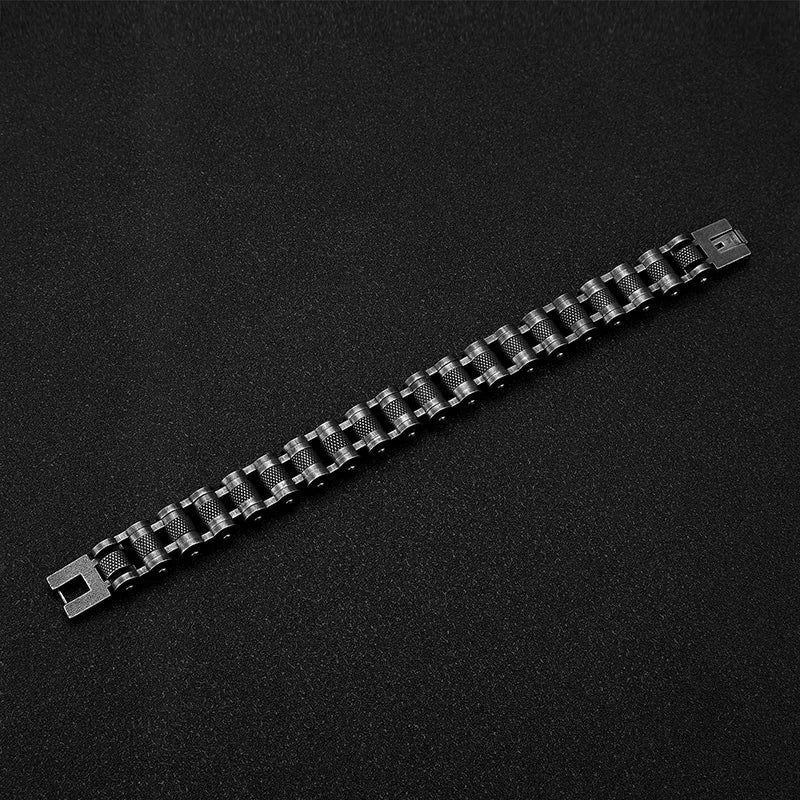 Retro Biker Chain Bracelet for Men - Stainless Steel Motorcycle Style - EverlyCrafted