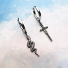Blackened Snake and Sword Hoop Earrings in 925 Sterling Silver - EverlyCrafted