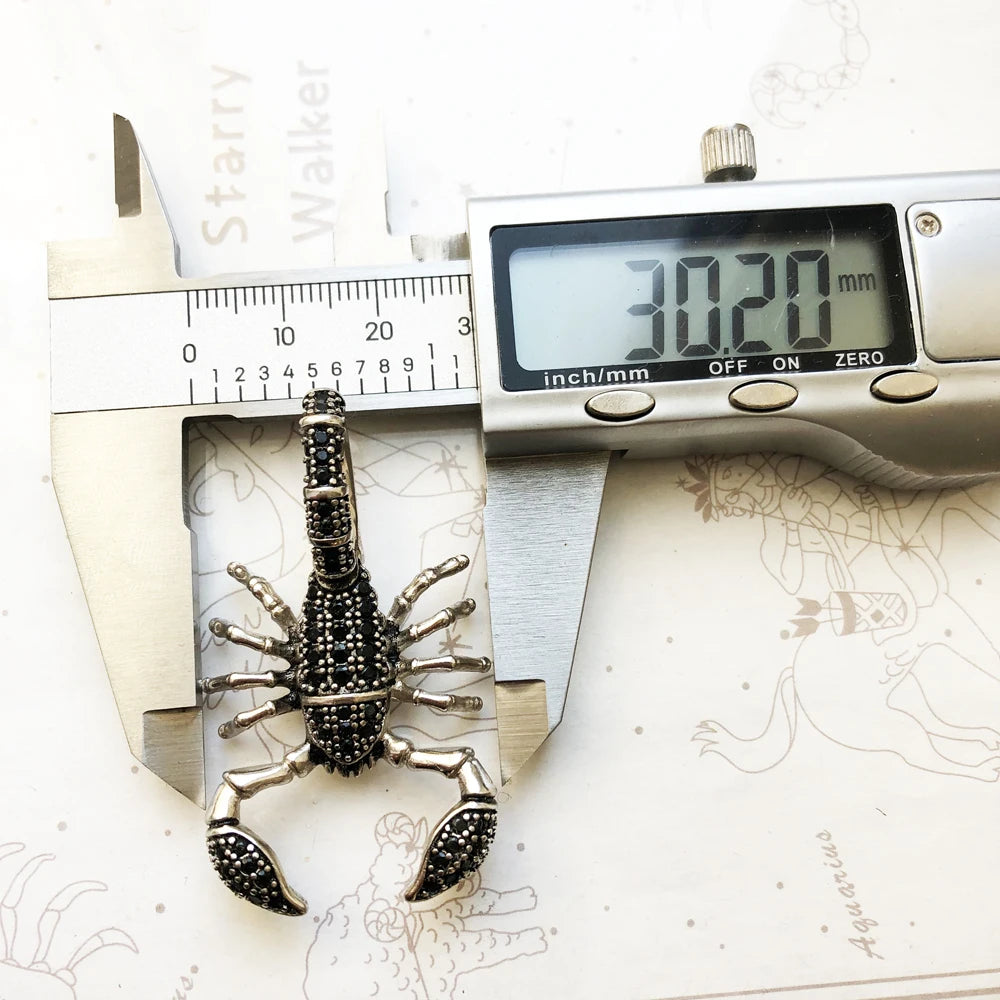 Black Scorpion Pendant - 925 Sterling Silver Jewelry - EverlyCrafted