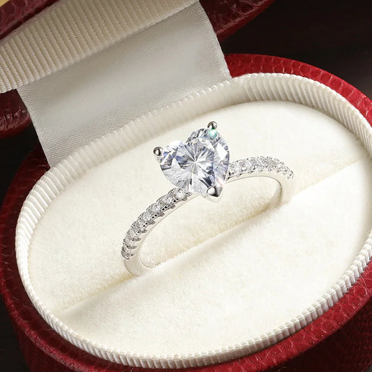 2 CT Heart Moissanite Engagement Ring in 925 Sterling Silver 18K Gold