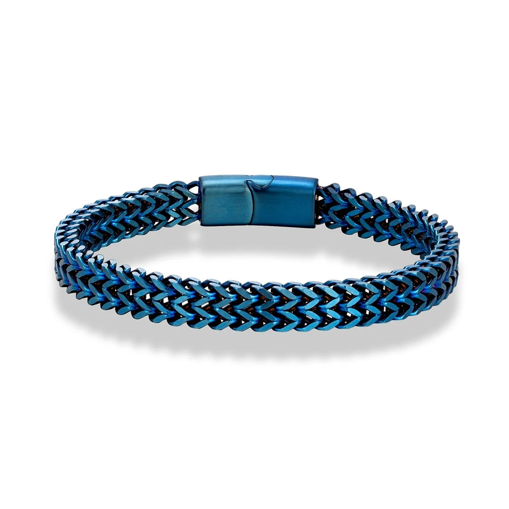 8MM Blue Stainless Steel Curb Chain Bracelet for Men & Women - EverlyCrafted
