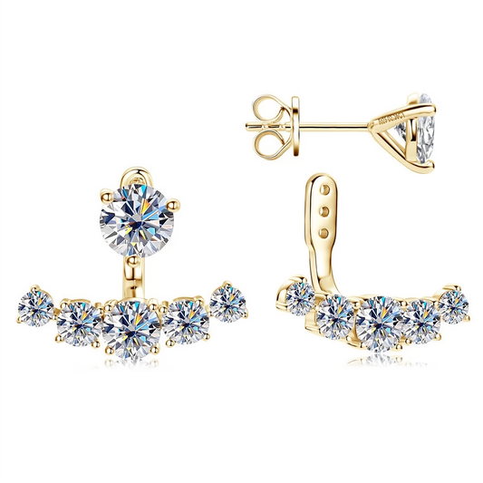 Full Moissanite Double-Sided Stud Earrings in 925 Sterling Silver