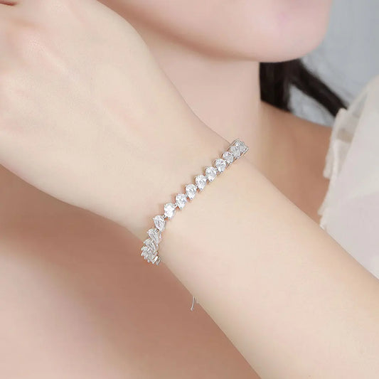 4x6mm Pear Zircon Tennis Bracelet in Sterling Silver - EverlyCrafted