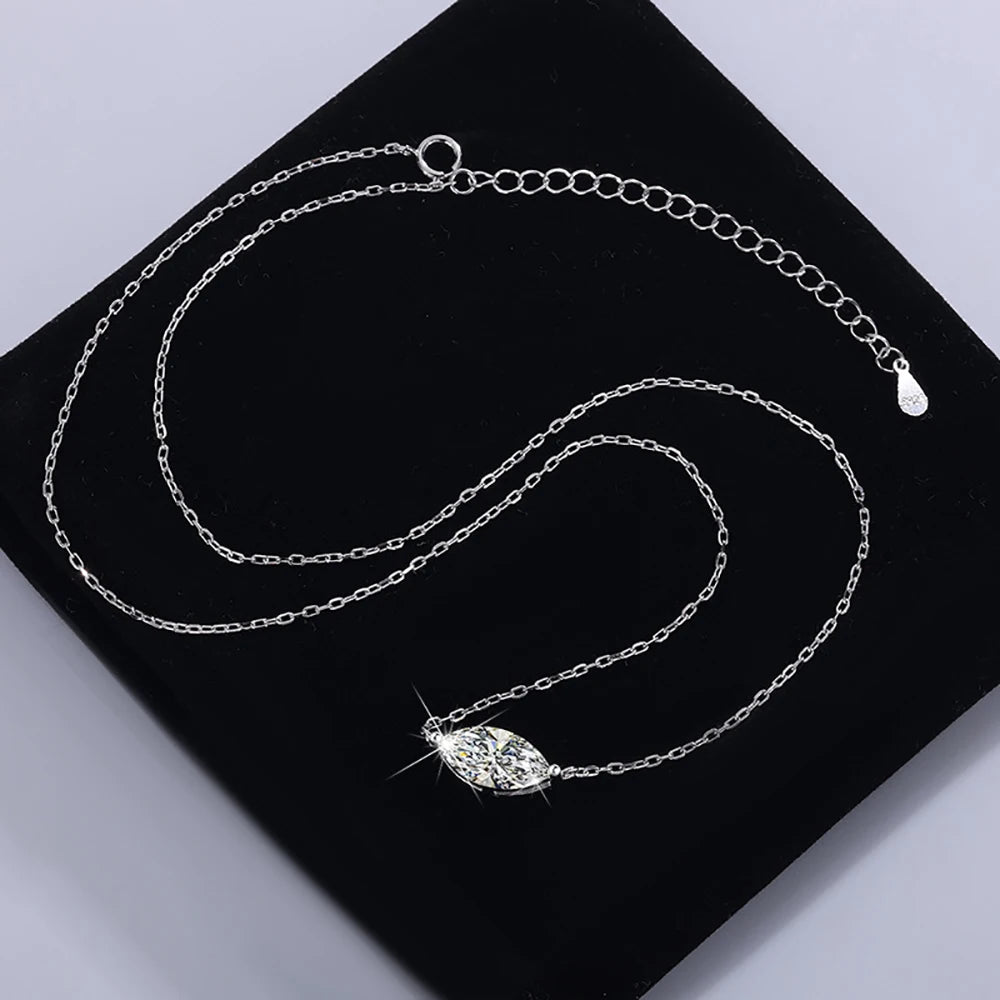 1/2 Carat Marquise Cut Solitaire Moissanite Diamond Pendant Necklace - EverlyCrafted
