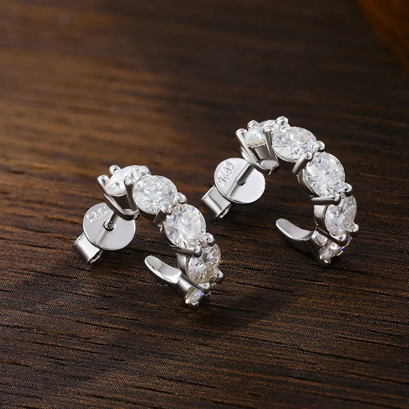 Moissanite Stud Earrings in 18k White Gold Plated Silver - EverlyCrafted