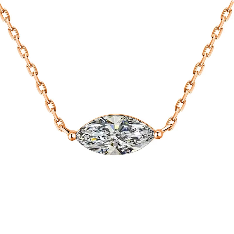 1/2 Carat Marquise Cut Solitaire Moissanite Diamond Pendant Necklace - EverlyCrafted