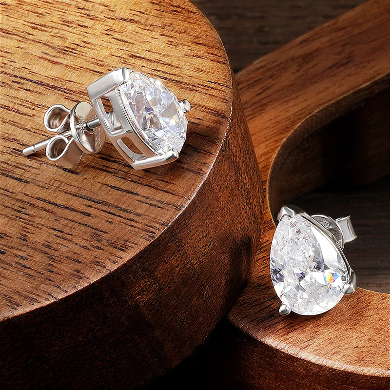 8 CTW VVS1 Pear Moissanite Earrings for Women - 925 Silver Plated - EverlyCrafted