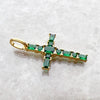 18K Gold Plated Cross Pendant with Green Stones - 925 Sterling Silver - EverlyCrafted