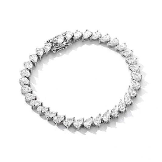 4x6mm Pear Moissanite Tennis Bracelet in Sterling Silver