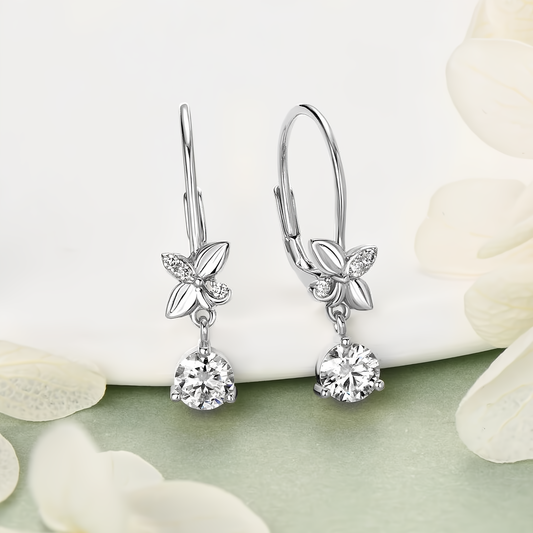 Moissanite Drop Clip Earrings 925 Sterling Silver 2CTW