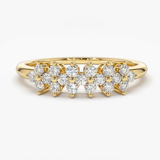 2mm Moissanite Flower Ring 925 Sterling Silver