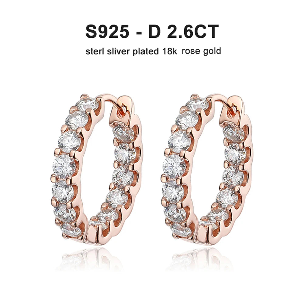 2.6ctw D Color Moissanite Hoop Earrings in 925 Sterling Silver - EverlyCrafted