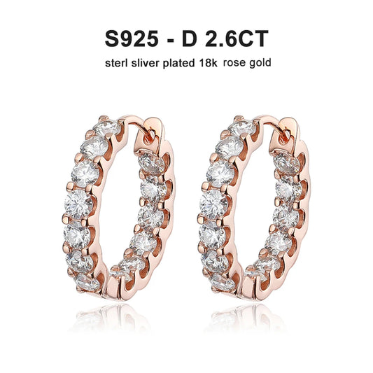 2.6ctw D Color Moissanite Hoop Earrings in 925 Sterling Silver - EverlyCrafted