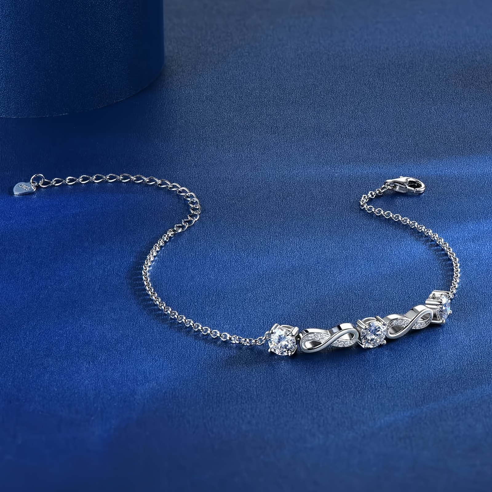 Moissanite Infinity Bracelet - 18k Gold Plated 925 Sterling Silver - EverlyCrafted