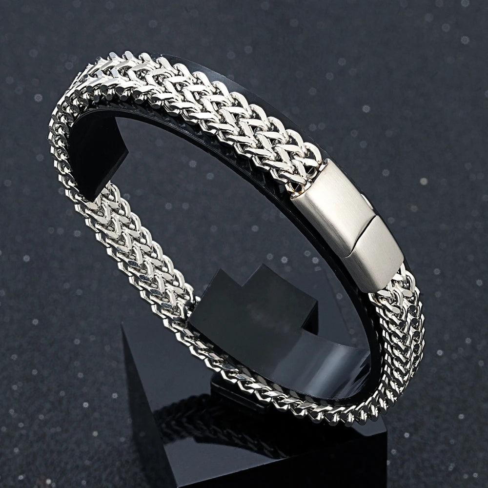 8MM Blue Stainless Steel Curb Chain Bracelet for Men & Women - EverlyCrafted