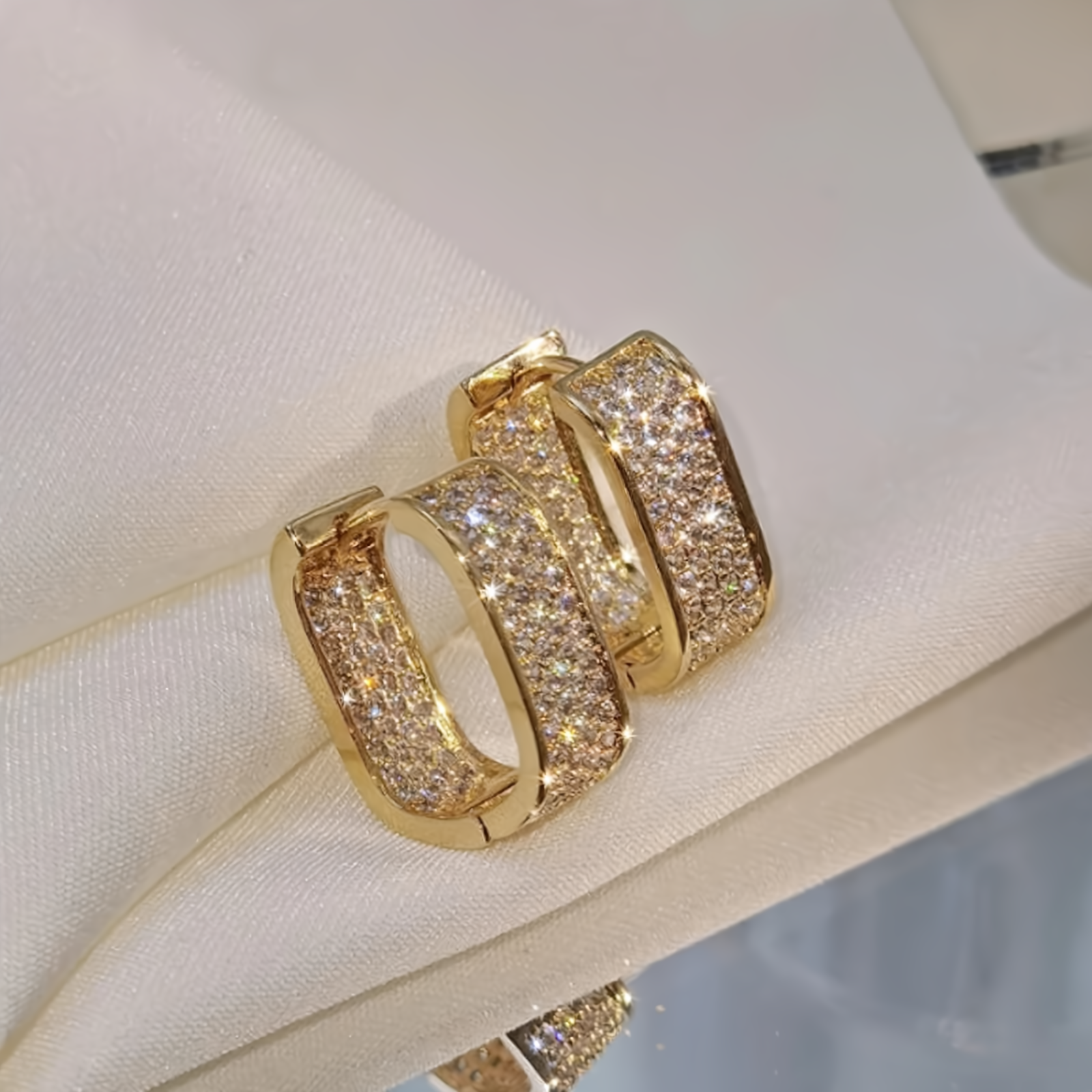Full Moissanite Square Hoop Earrings in Silver 925 - EverlyCrafted