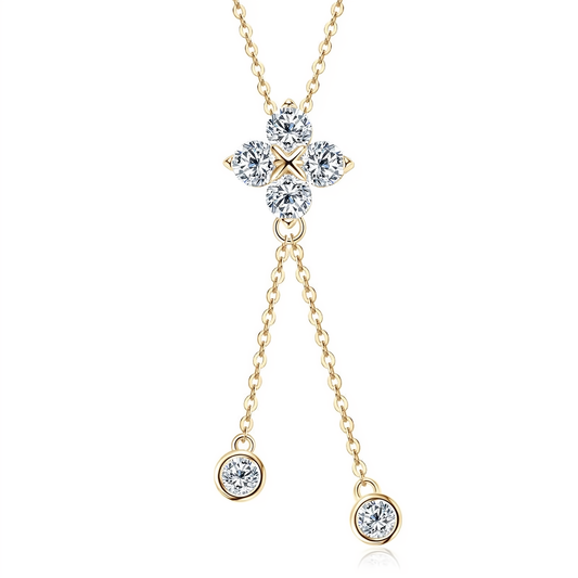 Moissanite Four Leaf Clover Pendant Necklace - 925 Sterling Silver 2.20CTW - EverlyCrafted