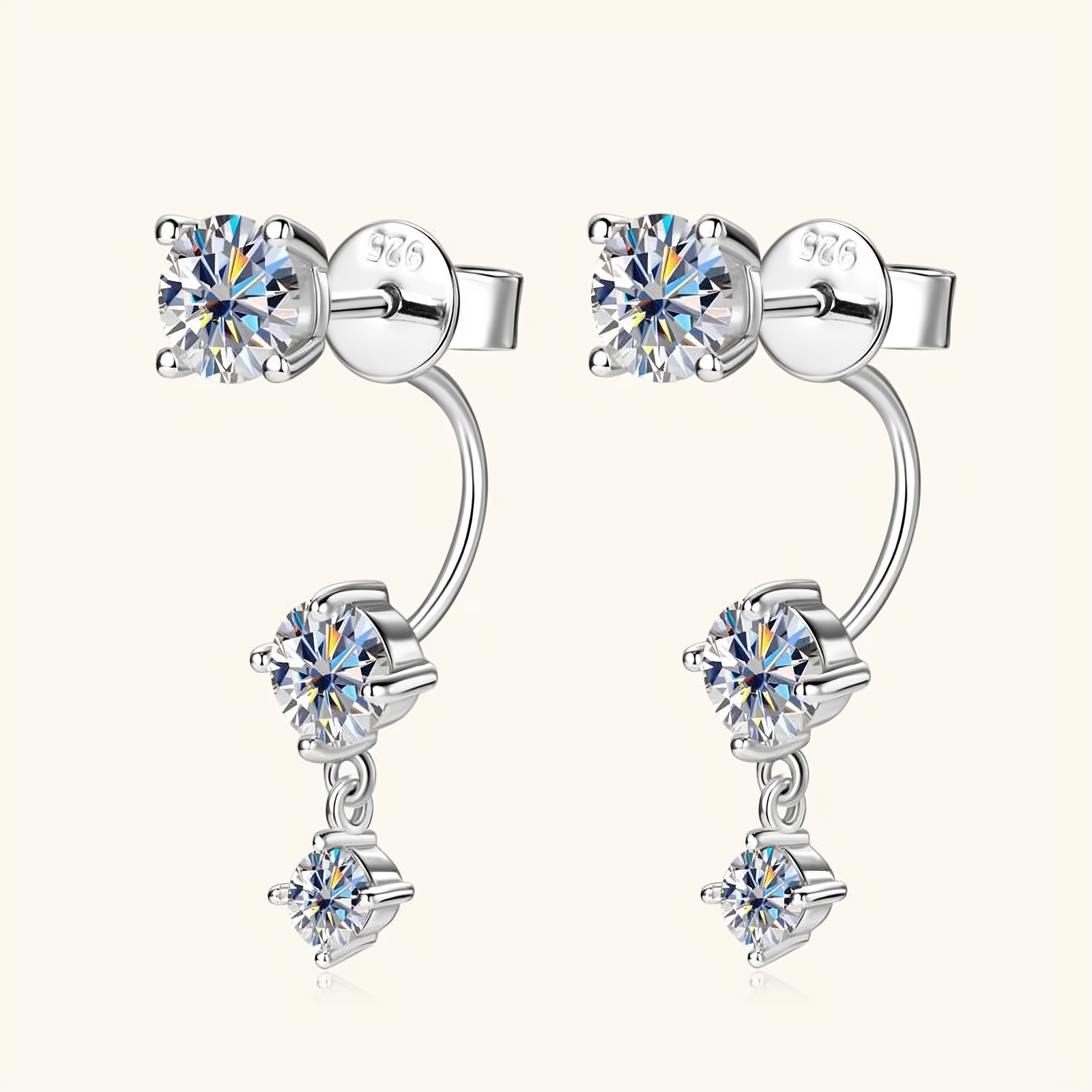 Moissanite 2.0 CTTW Stud Earrings in 925 Sterling Silver