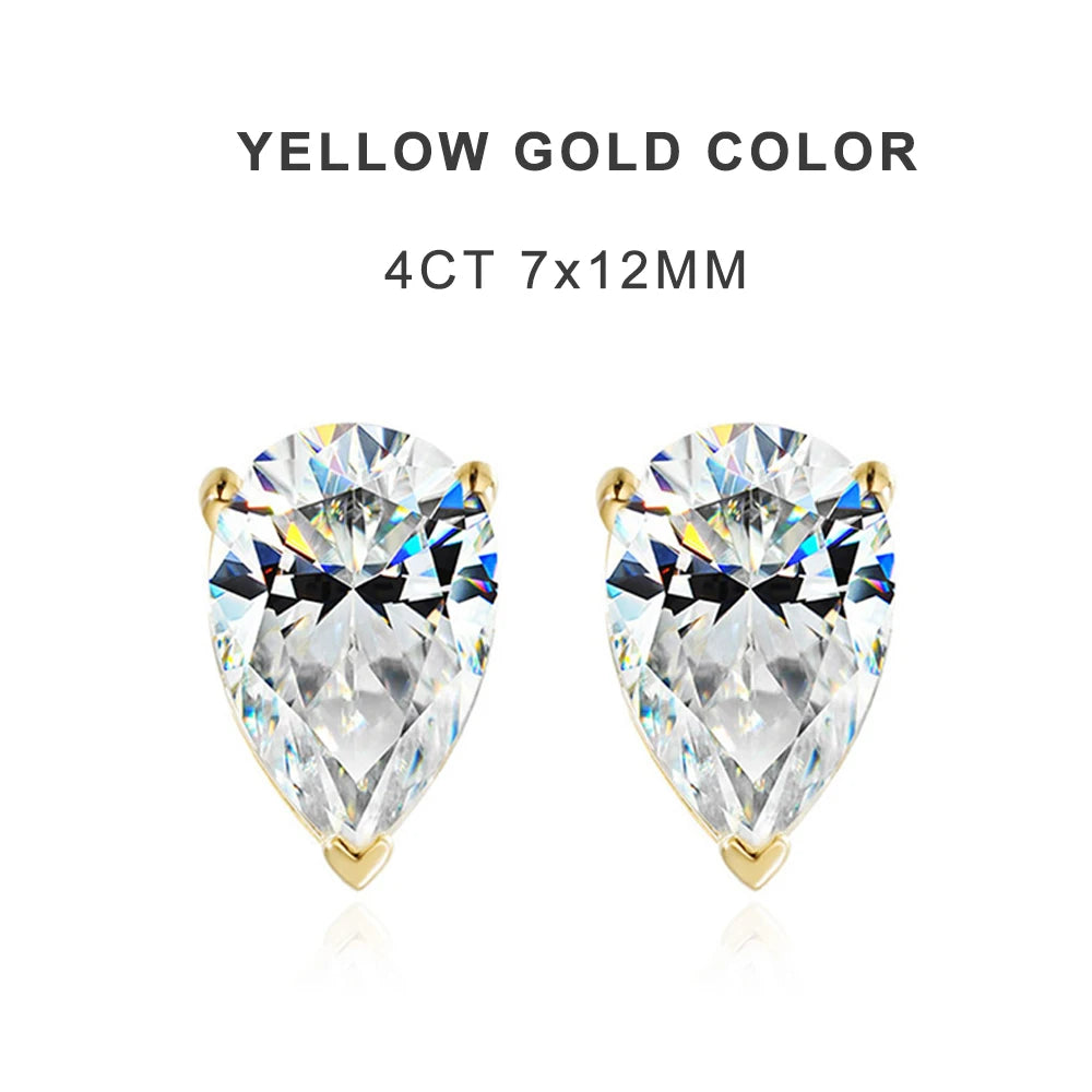8 CTW VVS1 Pear Moissanite Earrings for Women - 925 Silver Plated - EverlyCrafted
