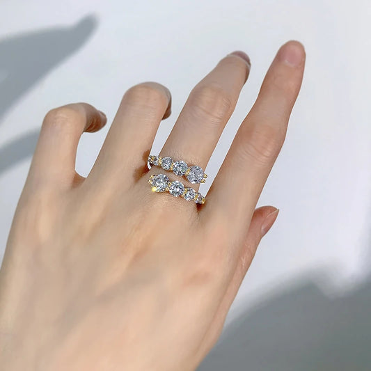 3.26 CTW Moissanite Engagement Ring in 18K Gold Plated 925 Sterling Silver - EverlyCrafted