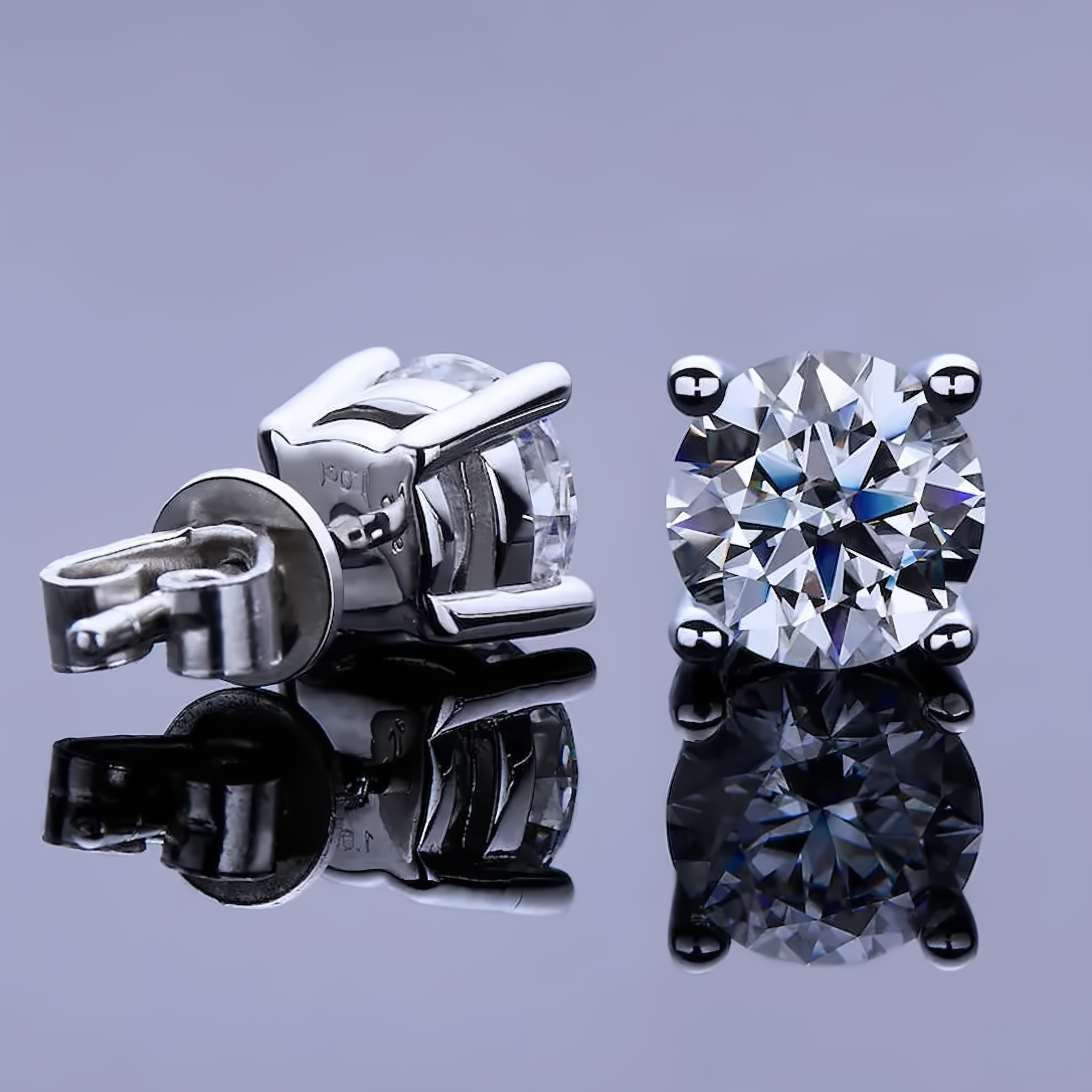 Moissanite Stud Earrings 0.3-2CT 925 Sterling Silver - EverlyCrafted