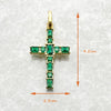 18K Gold Plated Cross Pendant with Green Stones - 925 Sterling Silver - EverlyCrafted