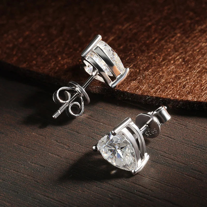GENUINE 8 CTW Heart Moissanite Earrings in Solid 925 Silver & 18k Gold - EverlyCrafted