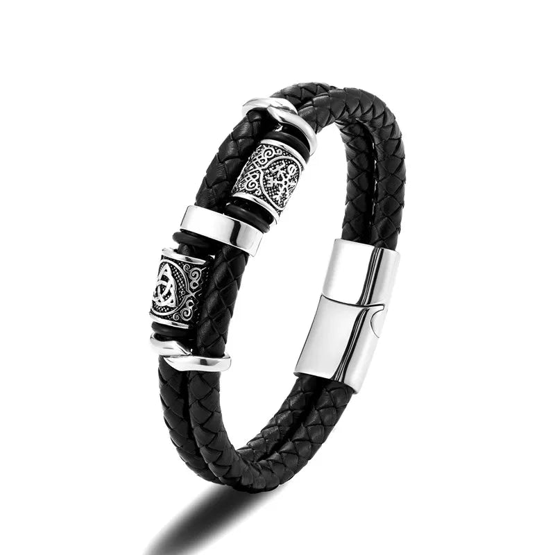 Norse Mythology Viking Compass Runes Amulet Bracelet for Men - EverlyCrafted