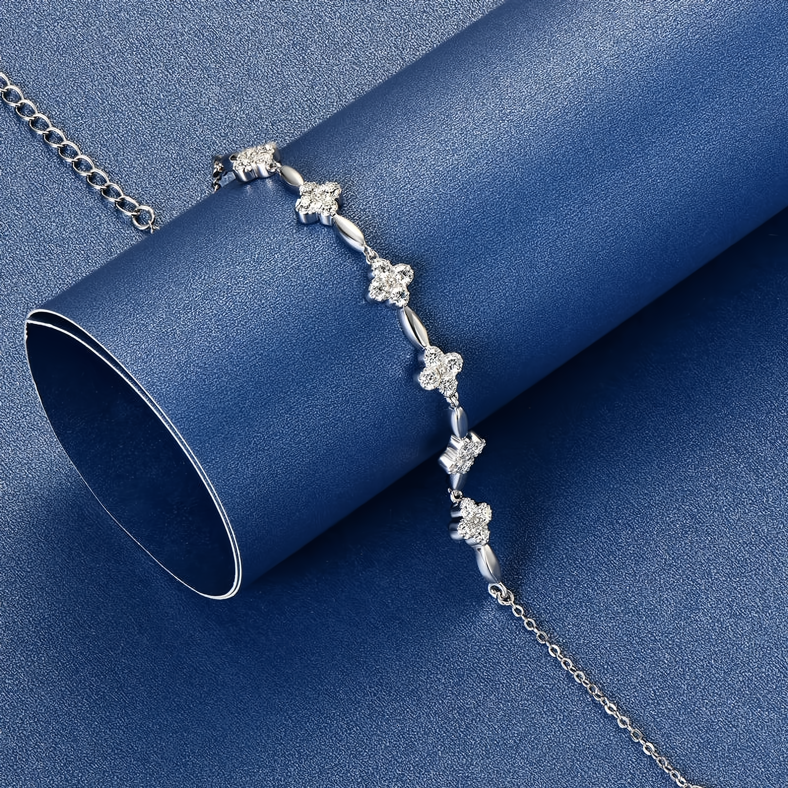 Moissanite Flower Bracelet - 18k Gold Plated 925 Sterling Silver - EverlyCrafted