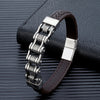Punk Men's Braided Genuine Leather Bracelet with Magnetic Buckle - EverlyCrafted