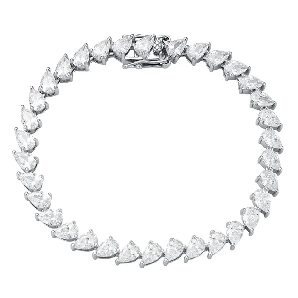 4x6mm Pear Zircon Tennis Bracelet in Sterling Silver - EverlyCrafted