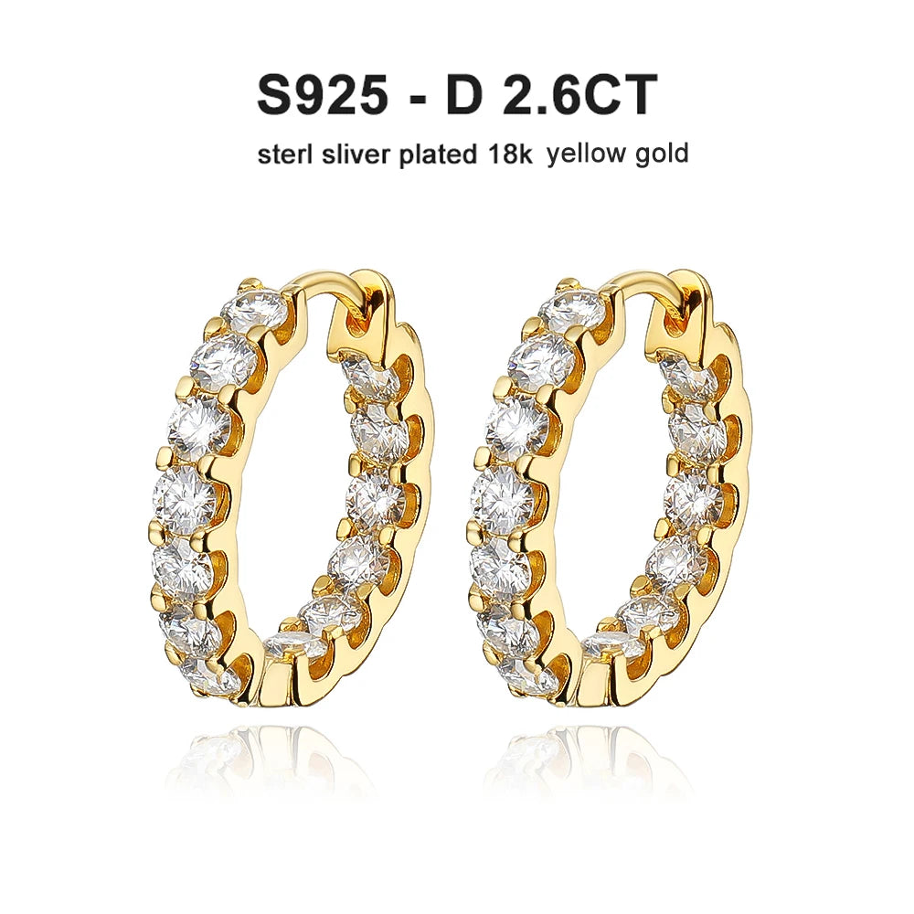 2.6ctw D Color Moissanite Hoop Earrings in 925 Sterling Silver - EverlyCrafted
