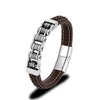 Punk Men's Braided Genuine Leather Bracelet with Magnetic Buckle - EverlyCrafted