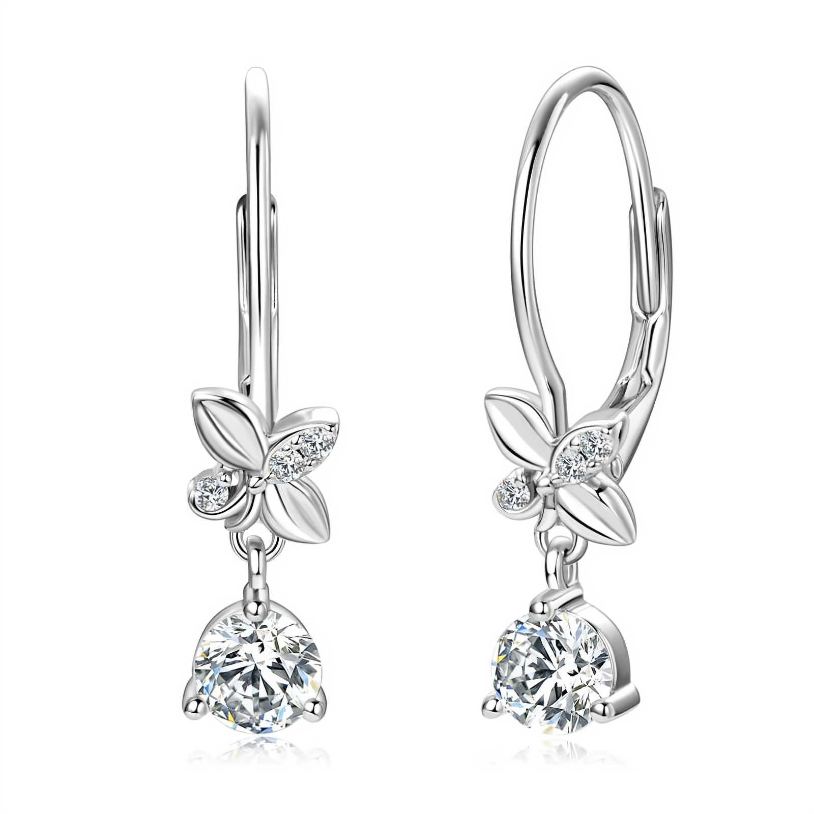 Moissanite Drop Clip Earrings 925 Sterling Silver 2CTW - EverlyCrafted