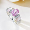 1CT Oval Moissanite Ring - Sparkling Pink Blue Diamond S925 Silver Wedding Band - EverlyCrafted