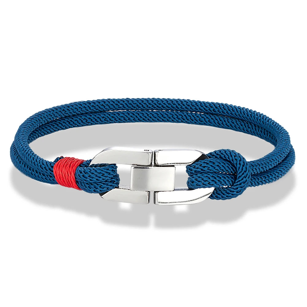 Double Strand Braided Rope Bracelet with Stainless Steel U-Buckle - EverlyCrafted