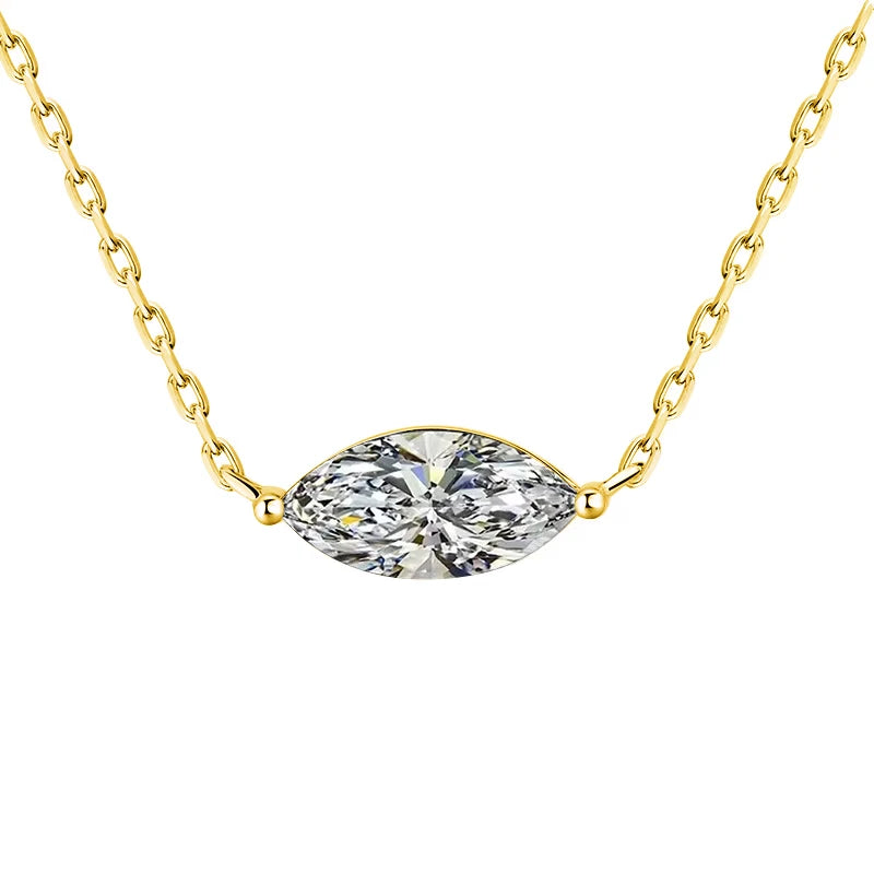 1/2 Carat Marquise Cut Solitaire Moissanite Diamond Pendant Necklace - EverlyCrafted