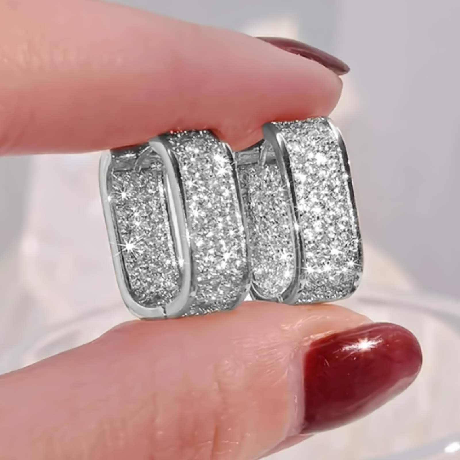 Full Moissanite Square Hoop Earrings in Silver 925 - EverlyCrafted