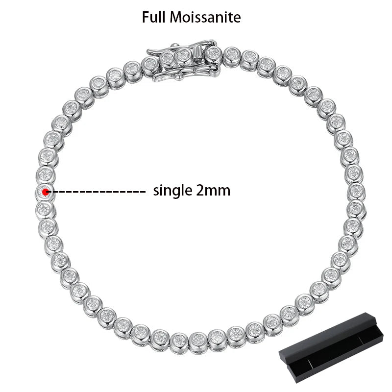 2mm Moissanite Tennis Bracelet for Men & Women - Sterling Silver - EverlyCrafted