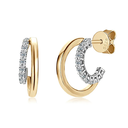 Moissanite Diamond Open Hoop Earrings in Sterling Silver
