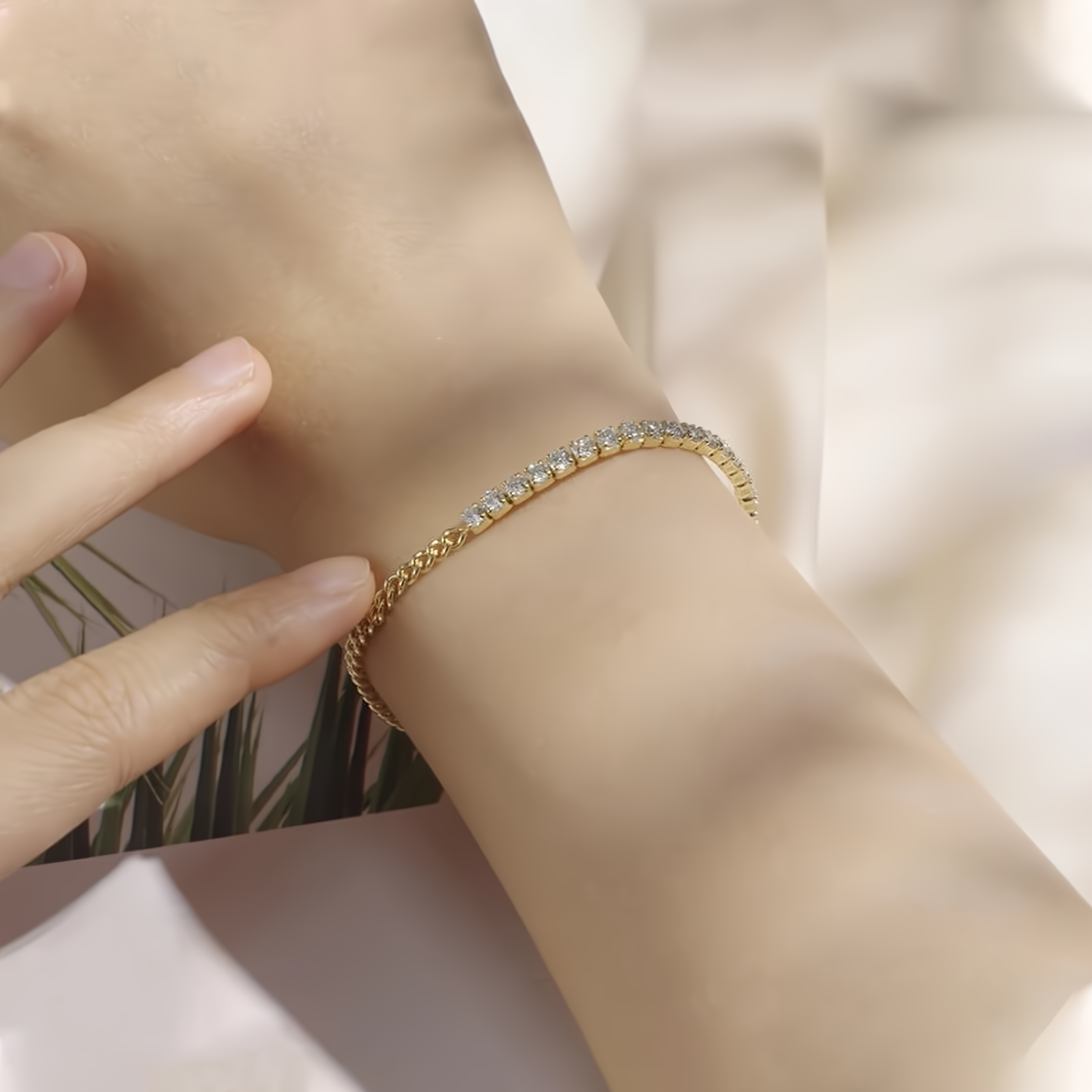 Moissanite Half Tennis Bracelet - 18k Gold Plated 925 Sterling Silver - EverlyCrafted