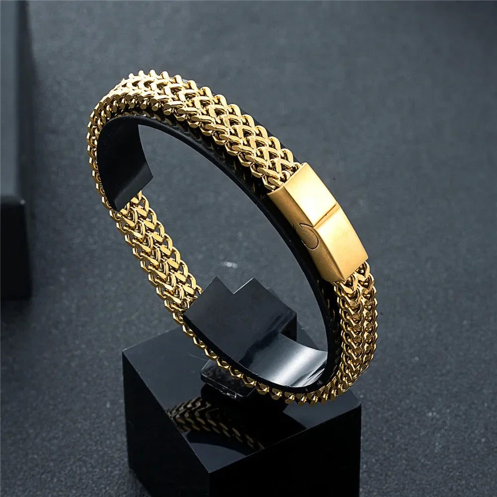 8MM Blue Stainless Steel Curb Chain Bracelet for Men & Women - EverlyCrafted