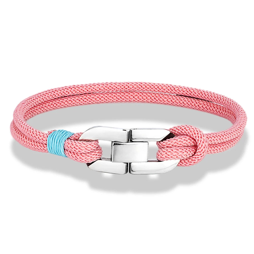 Double Strand Braided Rope Bracelet with Stainless Steel U-Buckle - EverlyCrafted