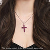 925 Sterling Silver Rose Pink Zircon Cross Pendant Charm Women - EverlyCrafted