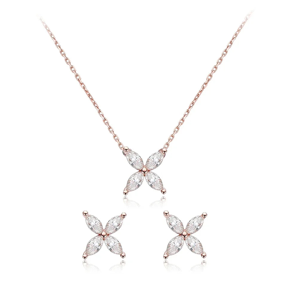 1.2 Carat D Color Moissanite Pendant Necklace for Women S925 Sterling Silver Earrings Sparkling Fine Jewelry Set Wedding Gift - EverlyCrafted
